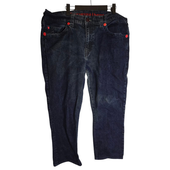 True Religion X Manchester United Skinny Jeans Men’s 40 Stretch Dark Wash 7207 - Picture 1 of 10